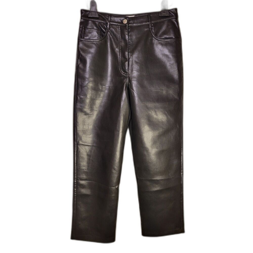 Wilfred Black Vegan Leather Straight Leg Pants